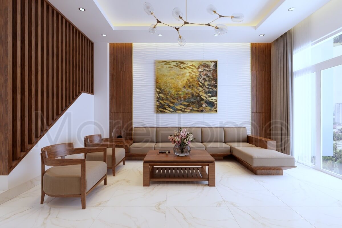 Thiết kế nhà phố với nội thất gỗ tự nhiên cao cấp cho phòng khách trở lên sang trọng và gần gũi với thiên nhiên Top các mẫu thiết kế phòng khách ưa chuộng nhất hiện nay