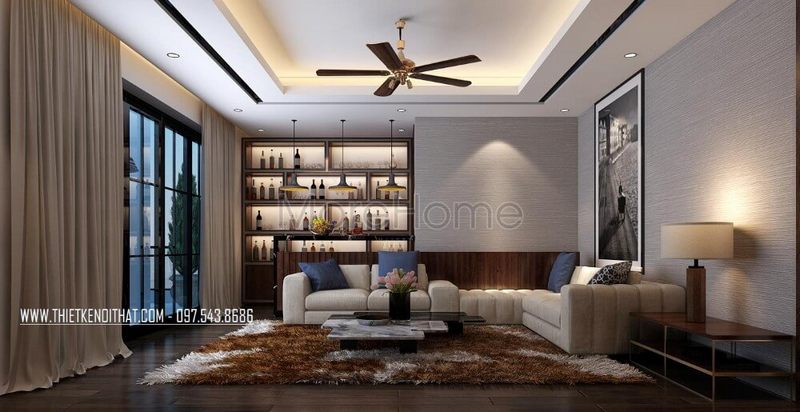 Thiết kế nội thất phòng khách phong cách hiện đại sang trọng